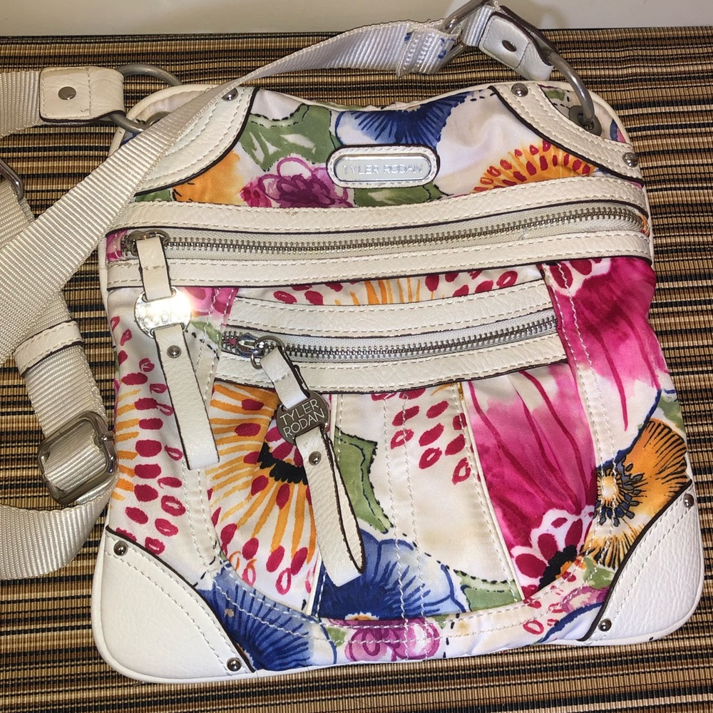 White Floral Adjustable Cross Body Bag